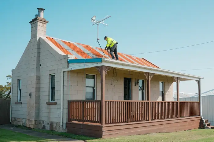 New TV antenna installation in Fremantle with marine-grade fixings